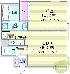 レクセラ新道東 1LDKの間取図画像