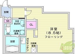 プレステージ札幌 1Kの間取図画像