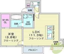 タウンハウス山鼻 1LDKの間取図画像