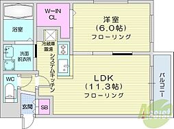 アストリアミヤノモリ 1LDKの間取図画像