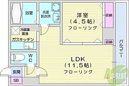 CORB 1LDKの間取図画像