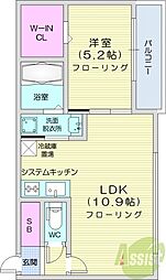Lienマルヤマ 1LDKの間取図画像