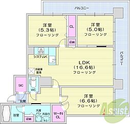 ファインシティ札幌ザ・タワー大通公園 3LDKの間取図画像