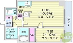 インボイス札幌レジデンス 1LDKの間取図画像