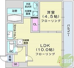 エポック南7条館 1LDKの間取図画像