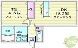 ヨンストーンズ北35 1LDKの間取図画像