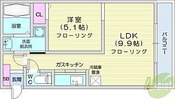 札幌レジデンス近代美術館 1LDKの間取図画像
