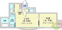 ウエストコースト大通 1LDKの間取図画像