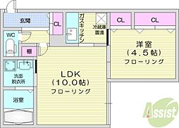 EtoileN34 1LDKの間取図画像