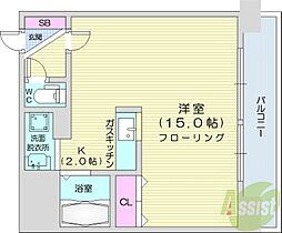 エッジウォーターテラス 1Kの間取図画像