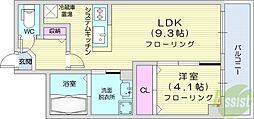 グランカーサ南6条 1LDKの間取図画像