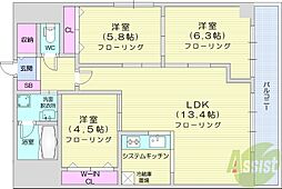 円山パークハイツ 3LDKの間取図画像