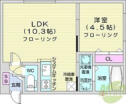 S-RESIDENCE桑園イースト 1LDKの間取図画像