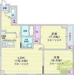 レゾ札幌 2LDKの間取図画像