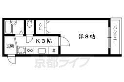 西陣の中 4階1Kの間取り