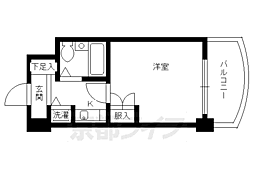 ジョイフル紫野 3階1Kの間取り