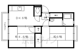 サンハイツ鴨川 1階2DKの間取り