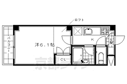 JR山陰本線 梅小路京都西駅 徒歩1分の賃貸マンション 3階1Kの間取り