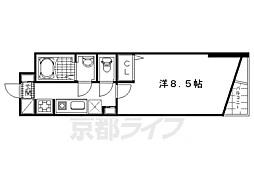 京都市営烏丸線 五条駅 徒歩5分の賃貸マンション 3階1Kの間取り