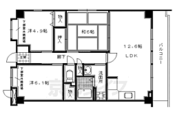 カステッロ北山 3階3LDKの間取り