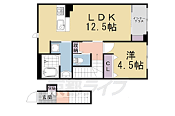 セレーネ 2階1LDKの間取り
