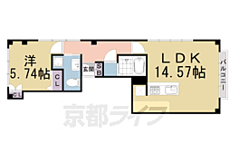 シャトレ太秦 4階1LDKの間取り