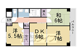 ノイシュロス御室南 3DKの間取図画像