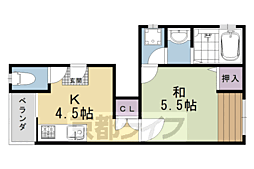ツインハイツ乾 1DKの間取図画像