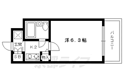 ＤＥＴＯＭ‐1西陣ＰＡＲＴII 2階1Kの間取り