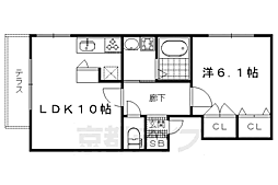 フレール北山 2階1LDKの間取り