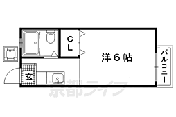 サンシティ西賀茂 1階1Kの間取り