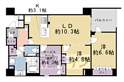ザ・パークハウス堀川六角 3階2SLDKの間取り