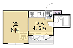 ヴィラトレスチコ 2階1DKの間取り