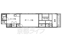 四坊大宮ビル 3階2DKの間取り