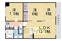 第34長栄ヴィラ大成さが 4階3LDKの間取り