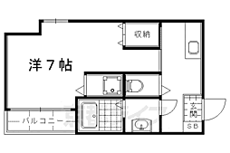 シャトレ中井三条 3階1Kの間取り