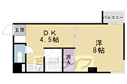 JR東海道・山陽本線 西大路駅 徒歩5分の賃貸マンション 2階1DKの間取り