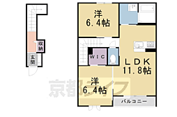 グランシード等持院 2階2LDKの間取り