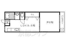 久世ハイツ 3階1LDKの間取り