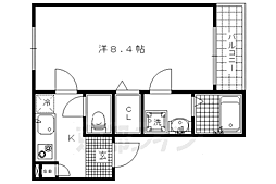 メゾン上七軒 1階1Kの間取り