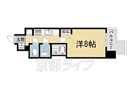京都市営烏丸線 五条駅 徒歩7分の賃貸マンション 6階1Kの間取り