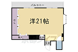 エスポワール西京極（東衣手町） 3階ワンルームの間取り