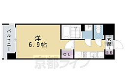 JR山陰本線 梅小路京都西駅 徒歩7分の賃貸マンション 9階1Kの間取り