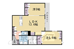 嵯峨広沢南下馬野町ヘーベルメゾン 302 3階2LDKの間取り