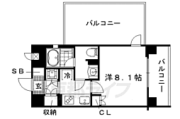 リーガル京都御所西II 3階1Kの間取り