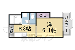 JR山陰本線 丹波口駅 徒歩5分の賃貸アパート 1階1Kの間取り