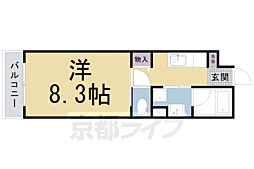 ハンズレジデンス二条 1階1Kの間取り
