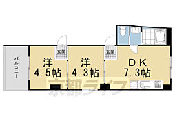 阪急京都本線 大宮駅 徒歩2分の賃貸マンション 4階2DKの間取り
