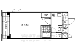 京都市営烏丸線 五条駅 徒歩1分の賃貸マンション 9階1Kの間取り