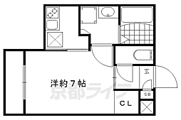 Ａｐｐａｒｔａｍｅｎｔｏ北山 1階1Kの間取り
